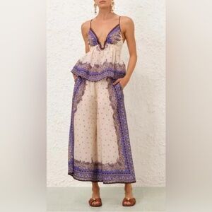 NWT $495 Zimmermann Zimmermann Maxine Crop Ramie Wide Leg Pants Size AU 2 US 8